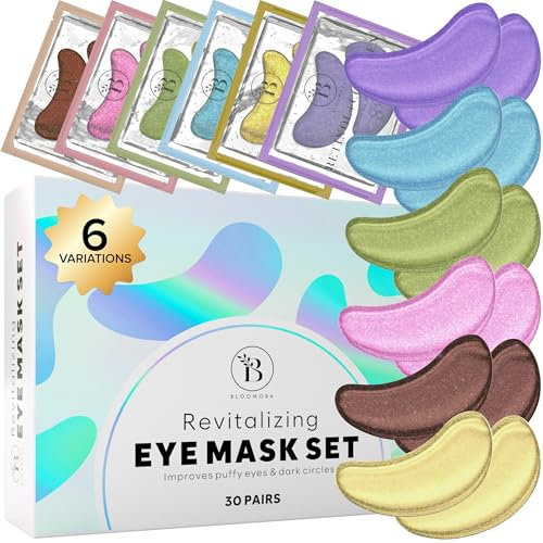 BLOOMORA Variety Under Eye Gel Patches (30 Pairs) | Eye Masks for Puffy Eyes | Collagen Eye Patches | Under Eye Patches for Dark Circles & Puffiness | Under Eye Mask for Eye Care
