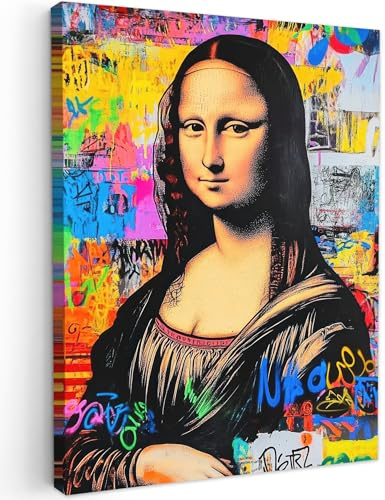 MuchoWow© Stampa Foto 30x40 cm Quadro Moderno Quadri Moderni Soggiorno Con Cornice Stampe Da Parete Camera Da Letto Matrimoniale Decorazione Canvas Graffiti - Monna Lisa - Arte - Da Vinci