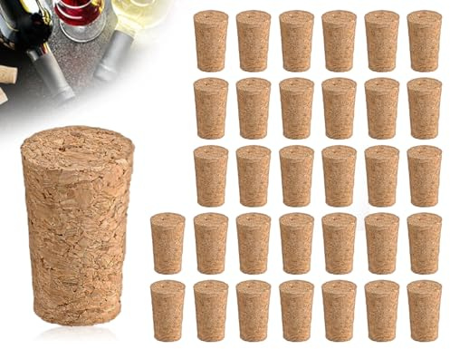 AOYEGIC 32 stycken korkproppar, hantverkskorkar, korkorkar för flaska, vinproppar, tillverkade av naturlig kork flasklock, mjukt trä tätningslock (konformad)