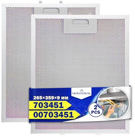 2 Piezas Aluminio Filtro Campana Extractora 265x359x9mm 00703451 para Bosch
