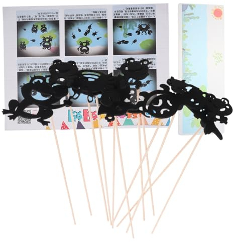 TOYANDONA Juego De Teatro De Sombras y Marionetas De Mano para Niños, Material Didáctico Preescolar, Piezas Recortables Negras, para Narración De Cuentos y Juego Interactivo Jardín De Infantes