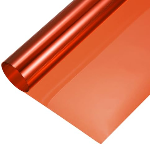 sourcing map Iridescent Window Film,30cm x 100cm Iridescent Holographic PVC Fabric Dichroic Film Clear Vinyl Paper Roll for DIY Craft Gift Wrapping Bag Decoration,Orange