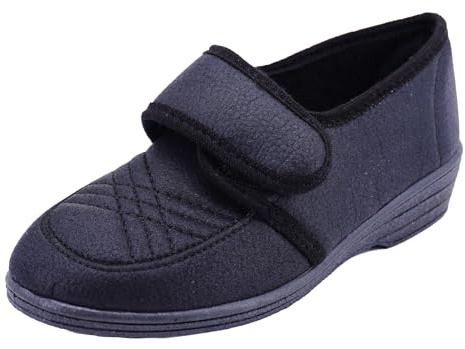 JOMIX Ciabatte Donna Invernali Pantofole Ortopediche Chiuse con Strappo Pelose Calde Scarpe Anatomiche da Casa Inverno per Anziani e Signora Comode Antiscivolo ITD2516 Nero 38