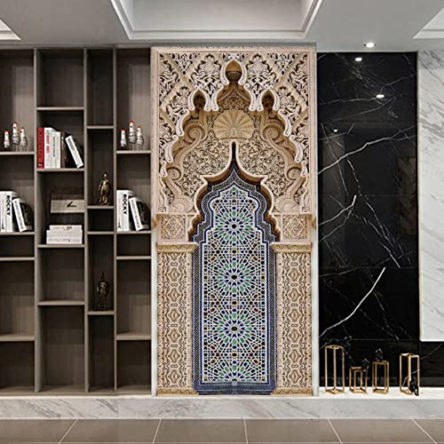 Stakee 2 Pegatinas 3D para Puerta, Diseño De Gran Mezquita De Meca, para Decoración del Hogar, Sala De Estar, Porche, Papel Tapiz