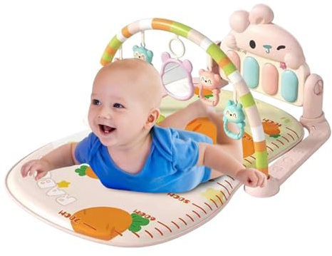 XUQEAYWD Tappetino da gioco per bambini, 54 x 75 x 43 cm, per gattonare con , coperta da gioco con ciondolo, tappetino per gattonare con luci, giocattolo educativo per