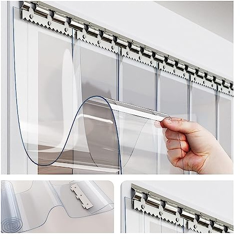 Tenda a doghe verticali in PVC trasparente, impermeabile, per porte e terrazze, garage industriale (75 x 210 cm), ideale per uso domestico ed esterno