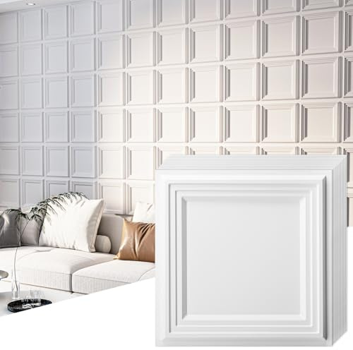 Art3d Pannelli a Muro 3D Rivestimento Decorativo Bianco Opaco