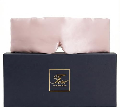 Ferò Mascherina per Dormire Seta di Gelso Lusso, 22 Momme Grado 6A, Morbida e Traspirante, Fascia Regolabile, Maschera Occhi Blocco Totale della Luce, con Elegante Custodia Regalo, Rosa