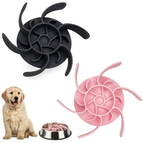 2 Stück Anti Schling Napf Hund,Antischlingnapf Hunde, Schlingnapf Hunde, Langsameres Fressen, Robust Und Langlebig(Dunkelgrau Und Rosa)