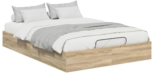 Tidyard Modern Ottoman Bed Frame with Gas Lift-Up Storage - Sonoma Oak, 193 x 140 x 25 cm - Ideal for Bedroom Organization Model3409271