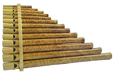 Panflöte Pfeife aus Bambus ideal für Einsteiger Blas Instrument Handarbeit (Groß)