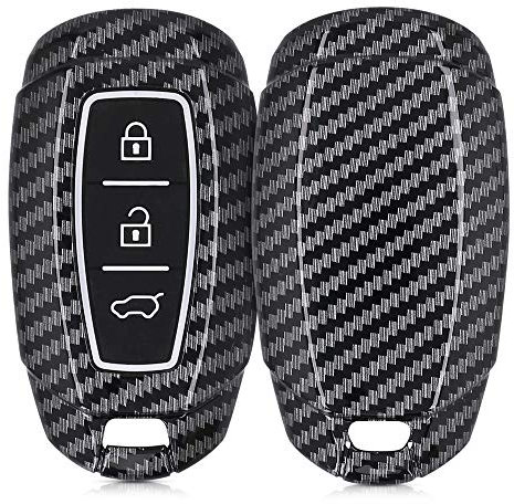 kwmobile Autoschlüssel Hülle kompatibel mit Hyundai 3-Tasten Autoschlüssel Keyless Go - Hardcover Schutzhülle Schlüsselhülle Cover Carbon Schwarz