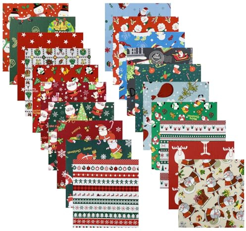 EDGEAM 20 piezas de tela de algodón para coser, 25 x 25 cm, tela de algodón, patchwork, paquete para decoración navideña, acolchar, manualidades, scrapbooking (25 x 25 cm, algodón)
