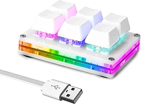 Ecarke Upgrade OSU Keypad 6 Key Gaming Keyboard, USB Mini 6 Key Keypad Mechanical Gaming PC Keyboards Programming Macro with Software OSU HID Standard Keyboard(Cherry Shaft & RGB LED)