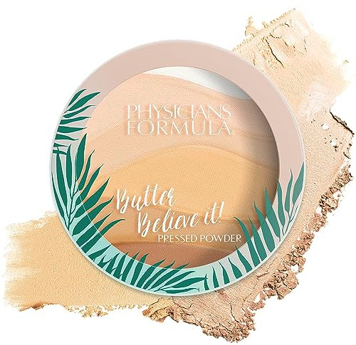 Physicians Formula, Butter Believe It! Face Powder, Pressed Powder with Soft Texture, with Murumuru Butter, Cupuaçu Butter, Tucuma Butter, Essential Fatty Acids and Pro-vitamins, Translucent