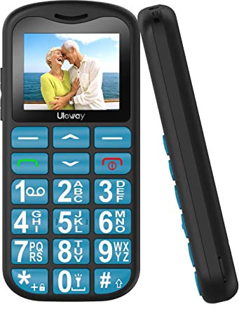 uleway - Teléfono móvil para Personas Mayores con Teclas Grandes y sin Contrato, Dual SIM, teléfono móvil gsm para Jubilados con botón de Llamada de Emergencia SOS, Color Azul