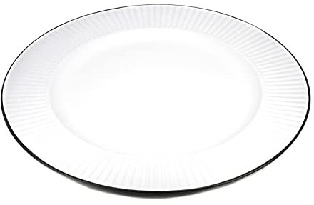 Inge-glas Assiette décorative 33 cm x 1 pièce Assiette de présentation avec soucoupe rainurée Blanc/noir