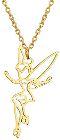 EUEAVAN Prinzessin Wendy Tinkerbell Anhänger Halskette Fee Pixie Engel Trendy Exquisite Magische Tänzer Ballett Choker Schmuck Märchen Zitat Mädchen Frauen Teens