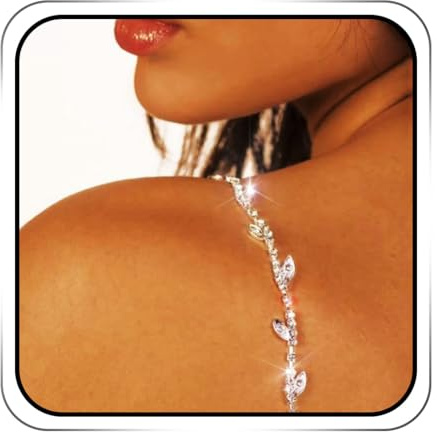 IYOU Cinghie per Reggiseno da Donna in Cristallo Argento a Foglia di Reggiseno Scintillante Strass Reggiseno Intimo Cinghie Nightclub Party Accessori per il Corpo Reggiseno Top Abito (2 Pezzi)
