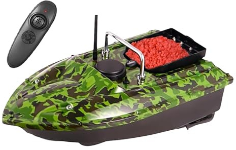 Froulaland Bateau Amorceur Télécommandé 500M Bateau d'appât Amorceur sans Fil Leurre De Pêche Auto Cruise d'appât Camouflage avec Batteries De Grande Capacité Pêche sans Fil pour Piscines Et Lacs