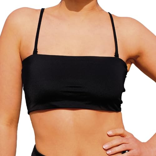 MYLILY Haut de Bikini Bandeau | Top Bandeau Femme Noir | Bretelles Amovibles et sans Bretelles | Haut de Bikini Noir (S)