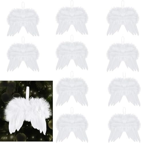 Pequeñas alas de ángel Blancas, alas de ángel para árbol de Navidad, decoración de alas de ángel, alas de ángel Colgantes, para Boda, Fiesta, Navidad, 10 Piezas