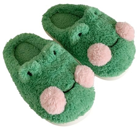 ZHUMCCY Pantoufles grenouille mignonnes en peluche mignonnes et confortables pour filles et femmes