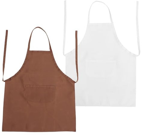 Amosfun 2stücke Küchenschürze Mit Tasche Weiße Schürze Für Erwachsene Waschbare Kochschürze Aus Polyester Für Küche Camping Und Grillen