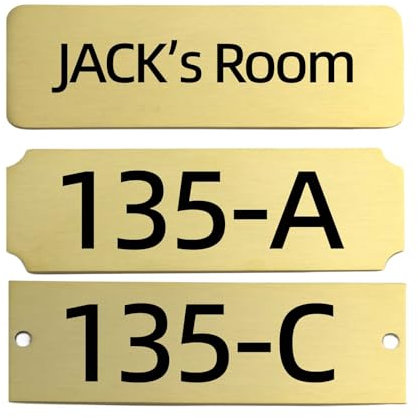 QIPAN Metal House Numbers Sign,Mailbox Numbers House Address Plaques,Indoor/Outdoor Use,Doorplate,Laser Engraving Personalized Address Signs for House,Apartment,Mailbox,Classroom (Gold, Small)