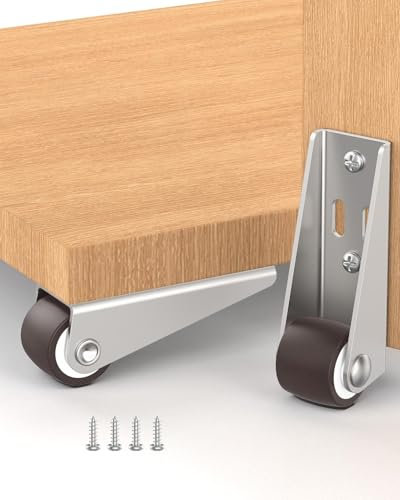 Anobeyi 0.9-Inch Small Low Profile Casters Wheels Set of 2, Silent TPR Long Frame Rigid Fixed Casters for Furniture, Room Door, Underbed Drawer, Storage Box, Cabinet, DIY Projects (2)