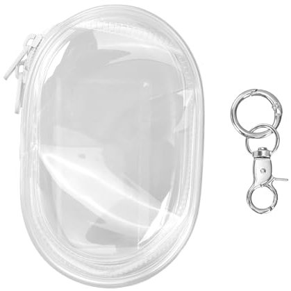 Tinoaly Durchsichtige Figuren-Ausstellungstasche mit Schlüsselanhänger, Transparente Mini-Puppentasche mit Bunten Stoffbällen PVC-Blindbox-Vitrine für Sammler von Mini-Figuren-Puppen