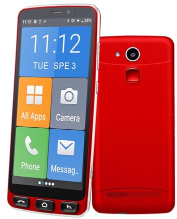 Melefon 4G Senioren Smartphone ohne Vertra,seniorenhandy mit Notruftaste,5.5-Zoll-Display Smartphone für Senioren mit Android 10 | Bluetooth | GPS | WiFi | 2400 mAh Akku Lange Standby-Zeit(Rot)