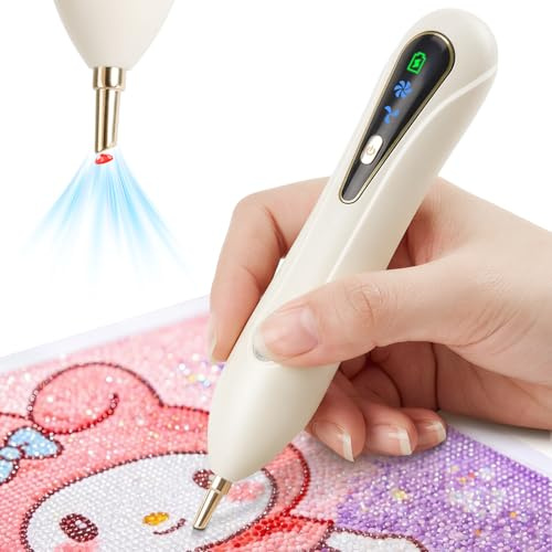 Electric Diamond Art Pen, Wireless Vacuum Pen for Diamond Painting | 2-Speed Suction & Built-in LED, Ergonomic Design , Low Noise Diamond Painting Pen For Diamond Painting Accessories And Tools