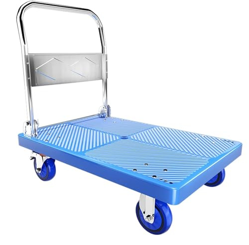 EHVYBDX Folding Hand Truck 350kg Heavy Duty Foldable Hand Carts 90 * 60cm Folding Truck Barrow Carts Blue Plastic Platform Trolley Hand Truck for Moving and Shopping