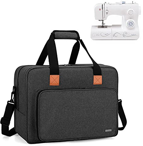 Luxja Nähmaschinentasche, Nähmaschine Tasche, Nähmaschinen Transporttasche für Nähmaschine und Extra Nähzubehör, für Alle gängigen Haushaltsnähmaschinen, Schwarz