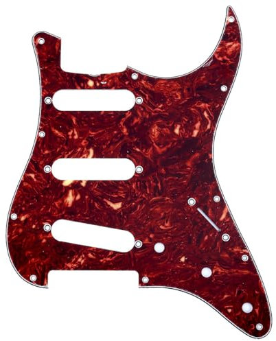 Musiclily Pro 11 Löcher 62 SSS Strat Pickguard Gitarren Schlagbrett für MIJ Japan Stratocaster,4 lagig Vintage Tortoise
