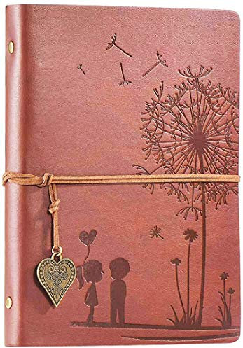 A5 Notizbuch Nachfüllbar Tagebuch Vintage Spiralbindung Reisetagebuch PU Leder Notebooks journal für Zeichnen Skizzieren Geschenk für Mädchen Jungen braun
