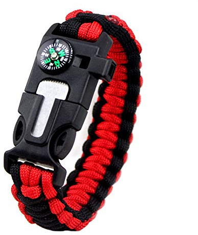 YzoTek Couleurs Mélangées Bracelet en Paracord de Survie - Bracelet Sport Décontracté 5 en 1 avec Plusieurs Outils D'urgence Boussole, Silex, Grattoir, Sifflet pour La Chasse La Pêche Milieu Sauvage