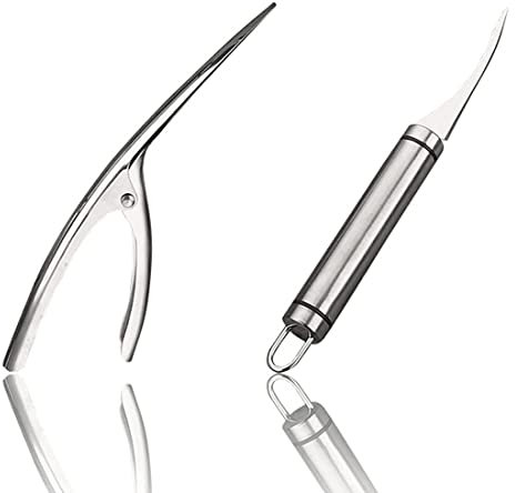 Amindz 2 Pezzi Gamberetti Peeler,Gambero Deveiner Utensili in Acciaio Inox,Gamberetti Deveiner Strumento,Gamberetti Pelapatate,Gamberetti Peeling Pinza