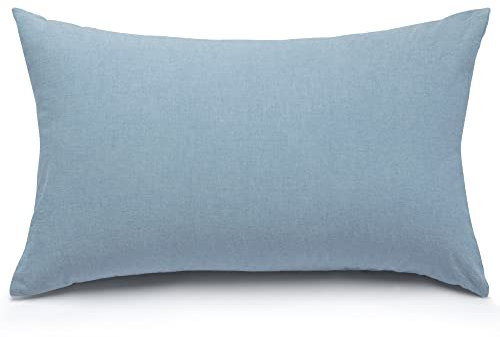 ATsense 2er Set Kissenbezug 40x80 cm - 100% Gewaschene Baumwolle, Hellblau Kopfkissenbezug mit Reißverschluss, Oeko-TEX Zertifiziert Weich, Nicht Lleicht Verformbar