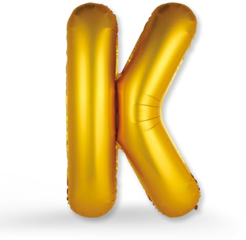 FUNXGO Globo de Foil XXL Letra K Oro - Relleno con Helio o Aire - Ideal para Cumpleaños, Boda, Aniversario & Fiesta - Globo Letra K Oro
