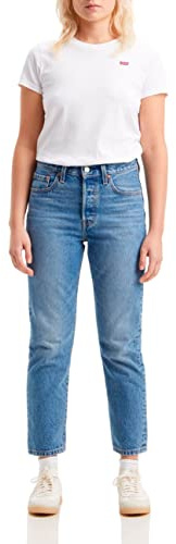 Levi's Women's 501 Crop Jeans, Medium Indigo Worn in, 32W / 30L