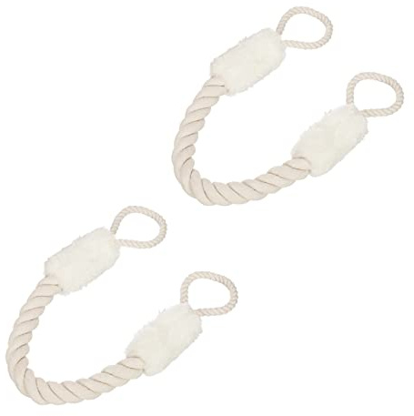 Relaxdays Türkordel 2er Set, Türstopper Klinke, 60 cm lang, Klemmschutz für Kinder & Tiere, Tür Seil maritim, beige/weiß