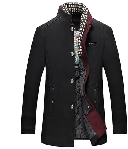 Manteau d'hiver for Homme Manteau en Laine Chaude Manteau Court Laine De Longueur Moyenne Manteau Chaud en Cachemire d'hiver for Homme Écharpe Amovible Manteaux À Col Montant Veste d'hiver (Color : S
