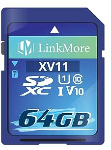 LinkMore Scheda SDXC 64 GB Memory Card per Macchina Fotografica, SD Card 64GB, A1, UHS-I, U1, V10, Classe 10, Velocità di Lettura fino 98 MB/s, Scrittura fino 30 MB/s Scheda SD Macchina Fotografica