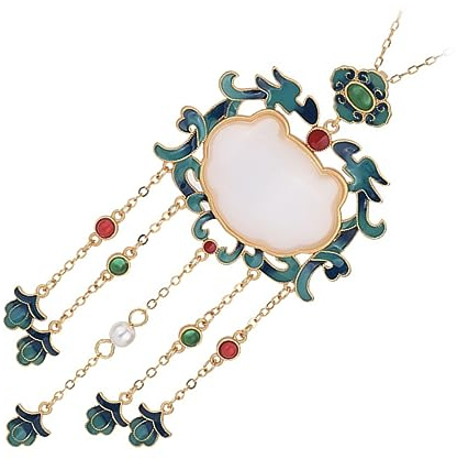ifundom Collar Chino Colgante de Candado Esmaltado Delicado y Aleación Retro para Mujer, Cadena de Clavícula Llamativa Adecuado para Oficina y Citas