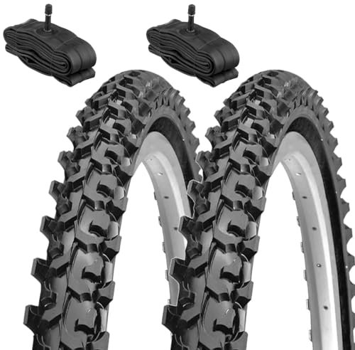 2 neumáticos de 26 x 1,95 (50-559) + cámaras América, neumáticos con tacos para bicicleta de montaña