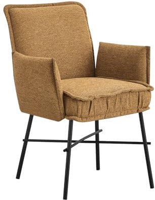 B&D home Esszimmerstuhl JÜRGEN, Schreibtischstuhl Polsterstuhl Loungesessel für Esszimmer, Wohnzimmer, Büro, Industrial modern elegant Design, Orange, 11129-GELB-1