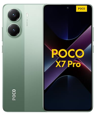 Xiaomi POCO X7 Pro smartphone, 12+512GB, green, 50MP main camera with OIS, 6000mAh (typ) battery with 90W HyperCharge, IP68, AI features (no charger included), 2 year Warranty