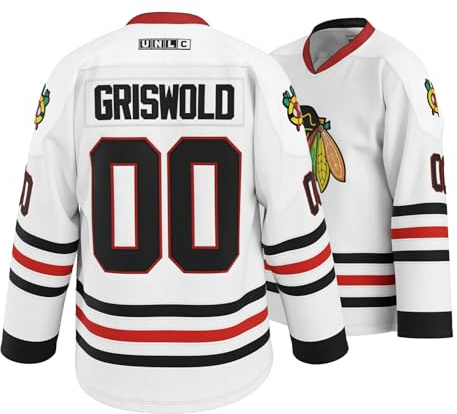 UNLC Griswold Youth #00 Movie Hockey Jersey – Stitched Letters & Numbers, Authentic Apparel, Breathable Polyester, White Medium